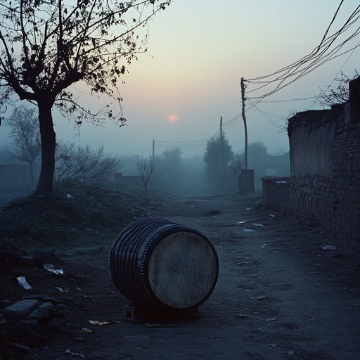 A somber yet captivating instrumental journey, merging traditional punjabi rhythms with modern electronic elements. The deep beats of the dhol drum set a brooding atmosphere, enriched by eerie synths and dark ambient soundscapes, creating a hauntingly beautiful soundscape.