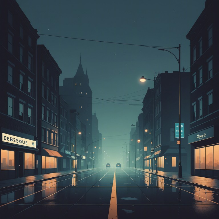 In this composition, the music captures the essence of a suspenseful chase through dimly lit, fog covered streets. The eerie quiet is intermittently broken by the sounds of hurried footsteps and distant sirens, creating a soundscape filled with tension and uncertainty.