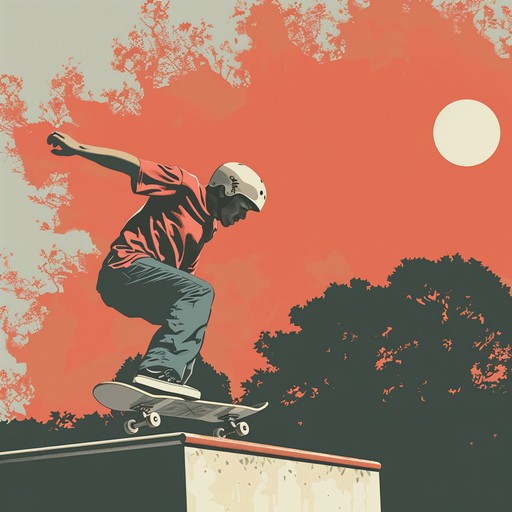 This fast-paced instrumental skate rock track features driving power chords, pounding drums, and a catchy lead guitar riff that will get your adrenaline pumping. The song evokes the feeling of cruising through a skate park on a sunny day, pulling off tricks and having a blast with friends.