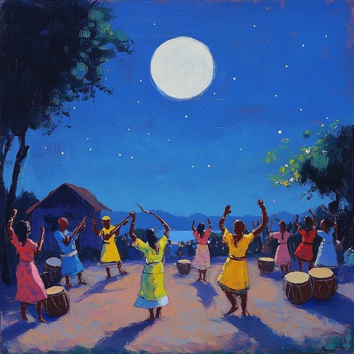 A lively and spirited composition, this piece brings the infectious energy of a tribal festivity to life through driving drum patterns, melodic flutes, and harmony rich chants. It encapsulates the essence of communal joy and tradition, evoking vivid imagery of festive rituals and spirited dances.