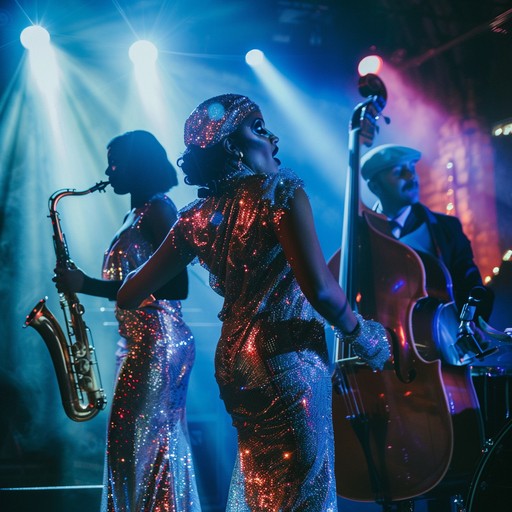 An instrumental that embodies the triumphant spirit of a cabaret show in full swing. Brassy horns take center stage, supported by lively piano rhythms and dynamic percussion. The music captures the dazzling atmosphere of a roaring twenties celebration, where sequined performers dance in a triumphant display of victory under the shimmer of neon lights.