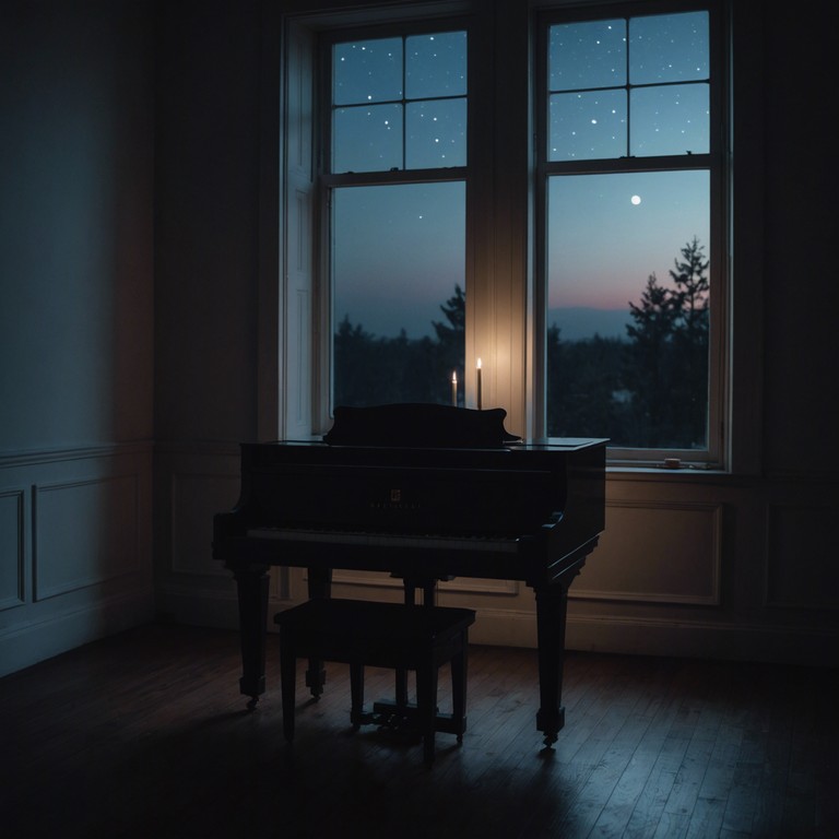 This alternative version delves further into the emotional labyrinth of solitude, portrayed through a single piano under a vast, expanse of a celestial themed soundscape, aimed at capturing the essence of introspective melancholy.