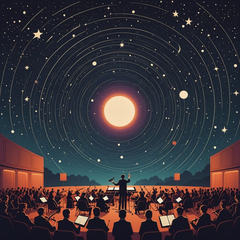 An expansive orchestral composition that transports listeners to a celestial odyssey where soaring string sections converge with grandiose brass melodies to create a soundscape of awe inspiring vastness. The piece captures both the tranquility and the majesty of the cosmos, transitioning smoothly from moments of ethereal quietude to powerful crescendos that evoke the mysteries of space.