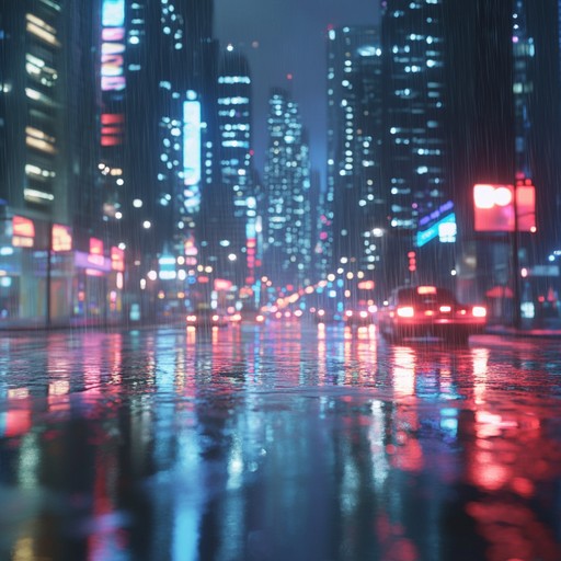 This track captures the essence of a sprawling cyberpunk metropolis where towering neon signs blink their seductive messages into the sprawling night. Synthesizers layer alien harmonies over digital beats, evoking visions of flying cars, holographic adverts, and mysteriously cloaked figures navigating the perpetually wet neon lit streets.