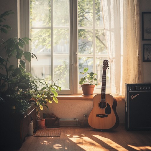 A soothing acoustic guitar track that begins with gentle finger picking, slowly building to an inspiring and hopeful melody. It’s ideal for serene morning routines, imbued with a feeling of renewal and gentle encouragement as the day begins to unfold.