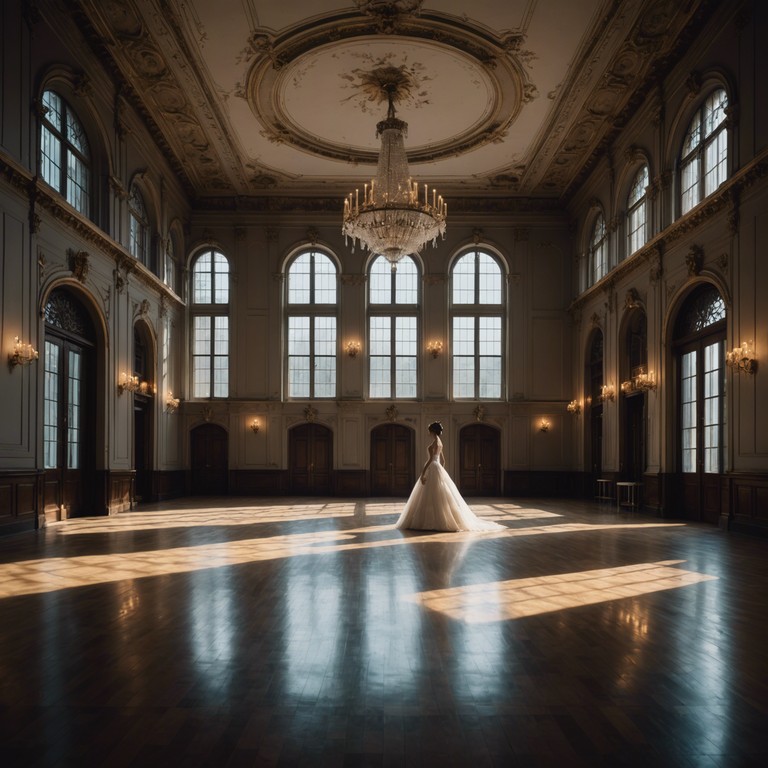 This track features a haunting waltz rhythm as a mysterious scene unfolds on a grand ballroom floor lit only by the light of a full moon. An orchestra delivers a chilling, yet beautiful performance, encapsulating the elegance of shadows dancing. The melody is guided by a piano that carves deep emotions into the chilling atmosphere of the piece, perfect for a scene of whispered secrets and hidden looks.