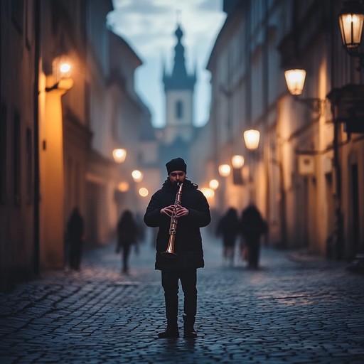 A haunting klezmer instrumental piece featuring soulful clarinet melodies that echo through empty alleyways, capturing the essence of solitude and longing in a bygone era.