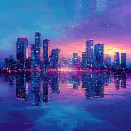 Imagine a tranquil evening in a retro futuristic cityscape, with gentle synth lines painting a picture of glowing neon lights reflecting off calm water surfaces. The sound is soft, the atmosphere nostalgic, ideal for winding down or thoughtful introspection.