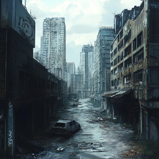 Explore the stark soundscape of a decaying cityscape with a gritty minimal track that emphasizes raw, industrial textures and unsettling silence. Stripped down rhythms paired with sparse, distorted noises create a hauntingly desolate atmosphere. Experience the echo of an abandoned urban environment where every sound and silence tells a tale of isolation and time worn decay.