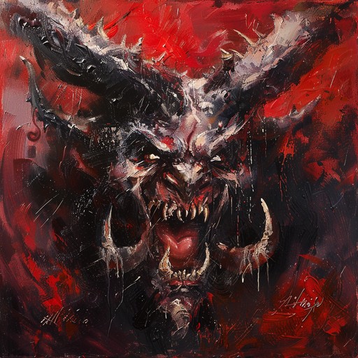 A relentless onslaught of heavy metal trap, blending crushing guitar riffs, thunderous 808 bass, and frenzied electronic elements. The track pulses with an unstoppable energy, evoking images of a hellish landscape and demonic entities on the prowl.