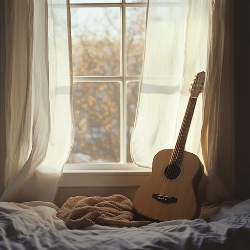 An intimate instrumental piece that combines soft acoustic guitar melodies with subtle ambient textures, creating a warm atmosphere that inspires hope and the feeling of new beginnings in the quiet morning light.