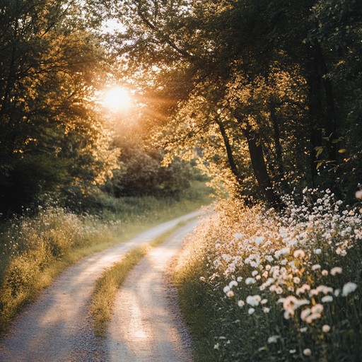 A slow, heartfelt country song featuring warm acoustic guitar strumming, capturing the essence of a summer evening on a quiet countryside. This instrumental piece evokes tender feelings of love, nostalgia, and contentment through gentle melodies and soothing rhythms. Perfect for reflecting on fond memories or creating a serene, loving atmosphere