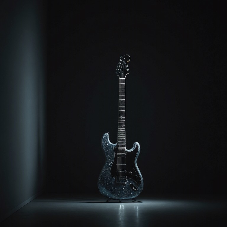 This track features a solitary glam rock guitar weaving through a tapestry of somber sounds, creating an atmosphere of reflective melancholy under the shadow of the night. The guitar's echoing cries tell tales of forgotten glamour and quiet solitude, evoking feelings of longing and introspective sadness.