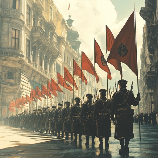 This vibrant military parade march captures the essence of triumph and celebration, with powerful brass and rhythmic percussion leading the charge. Perfect for evoking a sense of victory and honor.