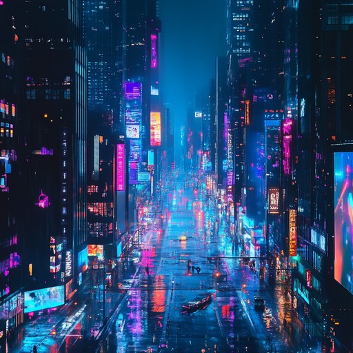 A high energy track with lively beats and bright synths, capturing the essence of a bustling neon lit cityscape in a cheerful and cyberpunk atmosphere. Perfect for upbeat moments in a sci fi setting.