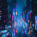 cheerful beat with futuristic sounds and cyberpunk vibes