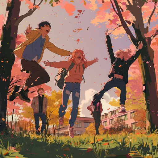 An energetic instrumental track capturing the essence of anime openings, filled with playful tunes and dynamic beats. This music piece radiates joy, youthfulness, and nostalgia, perfect for lifting spirits and evoking fond anime memories.