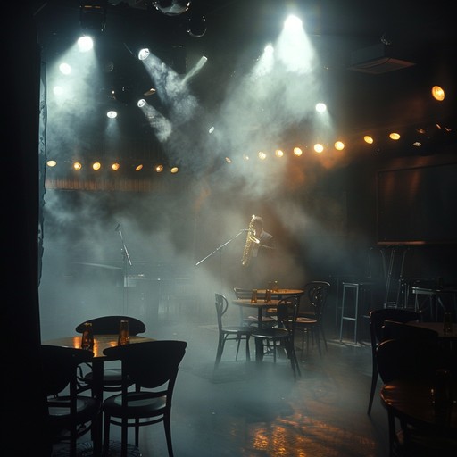 Experience the thrilling rhythm of an underground jazz club, where deep house beats merge with the haunting sounds of the saxophone, creating a suspenseful and electrifying atmosphere.