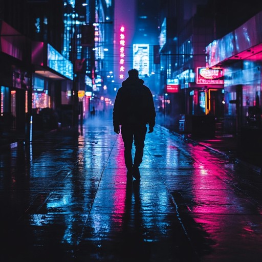 An instrumental drum and bass composition featuring deep basslines, ambient synths, and crisp drum patterns that convey a sense of isolation and introspection in a bustling cityscape.