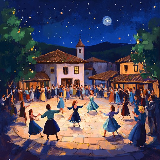 An energetic piece featuring upbeat rhythms and spirited melodies, capturing the essence of a festive night of dancing in the balkans.