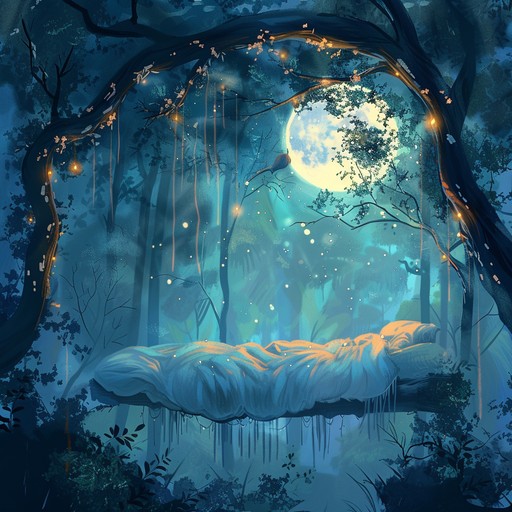 Imagine a gentle lullaby playing softly in an enchanted forest. The melody is carried by a delicate harp, accompanied by the soothing sounds of a flute and chimes. The music evokes images of friendly woodland creatures, shimmering fairy lights, and a sense of wonder and peace. The composition has a dreamy and calming quality, perfect for lulling a child to sleep or providing a moment of tranquility and escape from the everyday world.