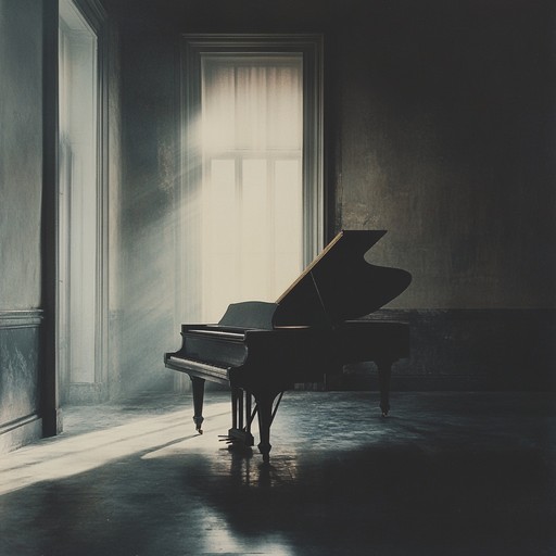 An instrumental sadcore track featuring haunting piano melodies that invoke feelings of melancholy and unease, as if wandering alone in shadowed halls