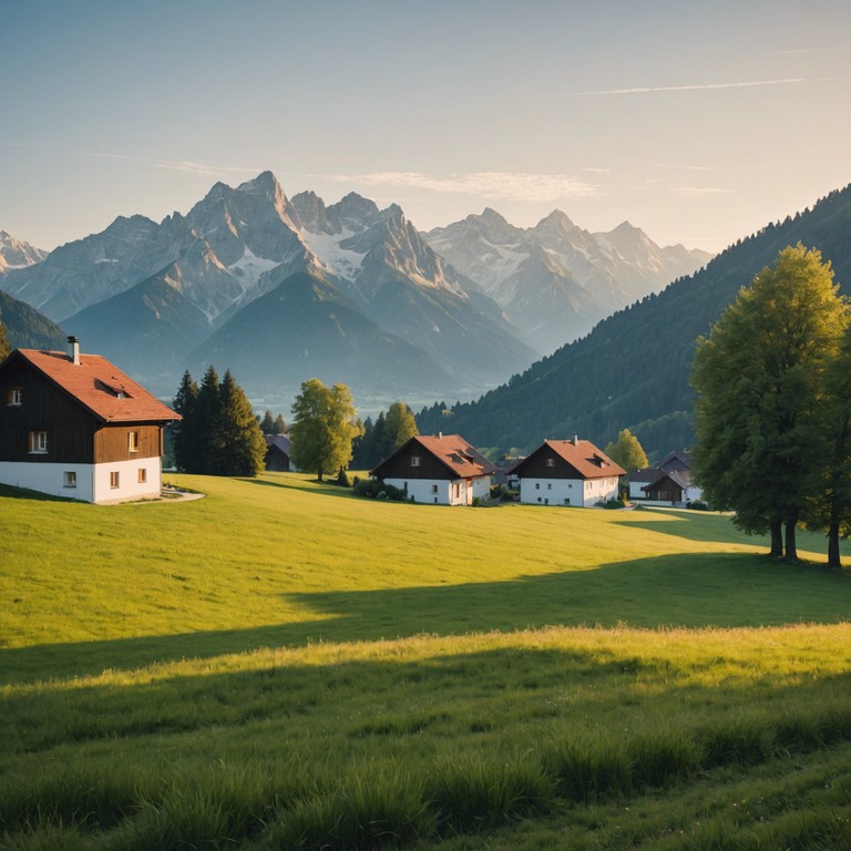 The track depicts a beautiful, serene sunrise over the bavarian landscape, enveloping the listener in a blanket of warmth and nostalgia. As the melody builds, it captures the essence of a tranquil morning with birds chirping and a gentle breeze. The music tells a story of peace, heritage, and the simple joys of life through its intricate melodic layers.