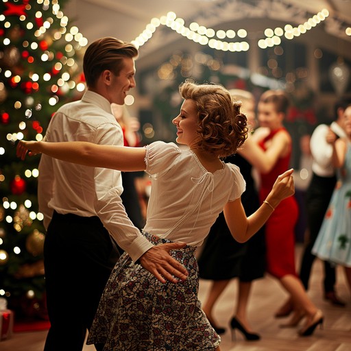 Transport listeners to a 1950s holiday bash with lively rock and roll rhythms, jubilant melodies, and nostalgic vibes. The track features upbeat tempos, classic rock instrumentation, and joyous harmonica lines to evoke a festive dance party atmosphere.