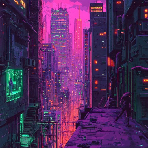 Dive into a dystopian future with throbbing synthetic rhythms and eerie atmospheric elements, capturing the essence of a neon lit metropolis on the brink of chaos.