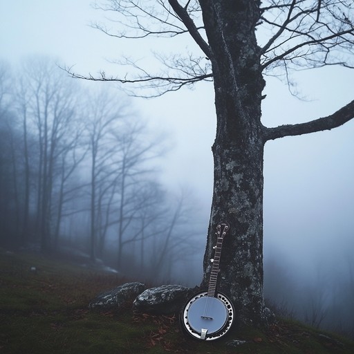 A mysterious bluegrass composition featuring soulful banjo and fiddle interplay, painting sonic pictures of moonlit landscapes and untold stories whispered through the trees.