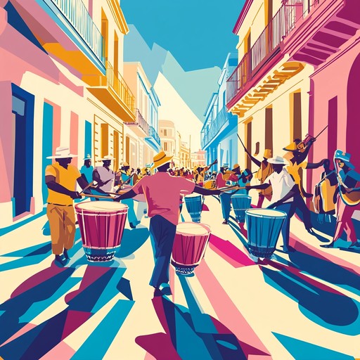 A lively instrumental piece blending traditional afro cuban percussion with vibrant melodies, evoking the festive atmosphere of havana's streets during a joyful celebration.