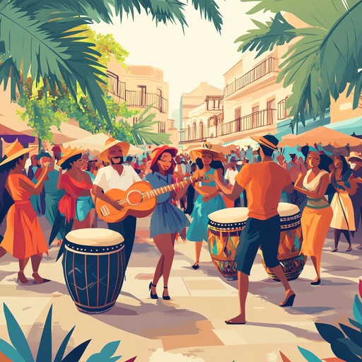 A lively instrumental piece featuring infectious afro cuban rhythms, with vibrant percussion, spirited horns, and dynamic basslines. This track evokes the joy and unity of a cuban street festival, radiating a sense of celebration and optimism.