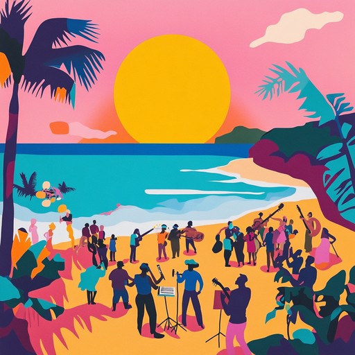 An energetic latin jazz composition featuring lively saxophone riffs and dynamic percussion. The piece captures the joyful essence of a tropical sunset celebration, perfect for dancing and festive gatherings.