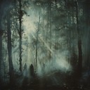 ethereal, dark ambiance of a shadowy enchanted forest