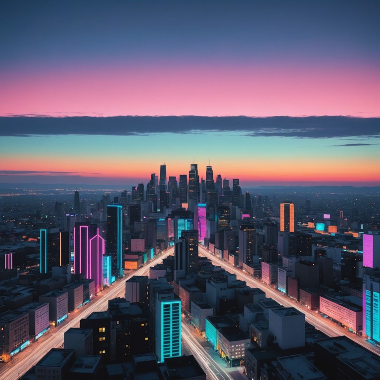 Imagine a soundscape that transcends time, merging elements of 1980s synth with modern ambient techniques, creating a vibrant yet relaxing atmosphere perfect for contemplation or as a backdrop to creative endeavors. The piece uses repetitive motifs to instill a deep sense of tranquility, interweaving synthesized melodies to evoke the imagery of a vibrant cityscape at night, aglow with the remnants of a once burgeoning future.