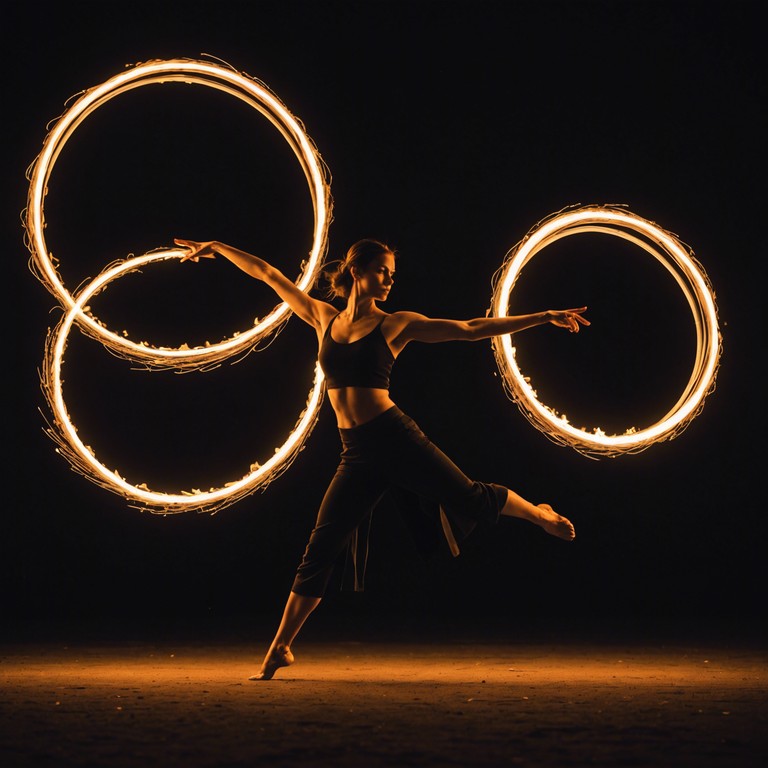 A composition that captures the essence of night time festivals where the drum is the queen, leading the dance around fire pits, igniting the dark with bursts of life and color.