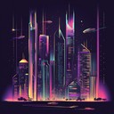 an electronic journey through a futuristic neon lit city.