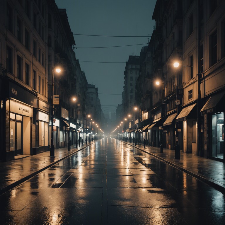 This instrumental track captures the essence of a reflective, rainy evening in seoul, with delicate string melodies weaving through the sounds of gentle drizzles. The piece should evoke the feeling of nostalgia and solitude that accompanies the serene, wet streets of the city after dark.