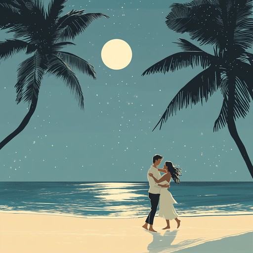 A gentle bossa nova track featuring warm guitar melodies and rhythmic nuances, evoking the feeling of a romantic evening on a moonlit beach, wrapped in the gentle embrace of the sea breeze.