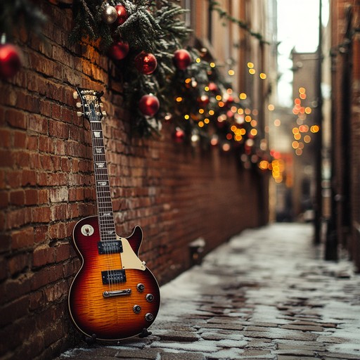 A dynamic track fusing festive tunes with gritty urban beats, showcasing electric guitar riffs over seasonal harmonies for a modern holiday feel.