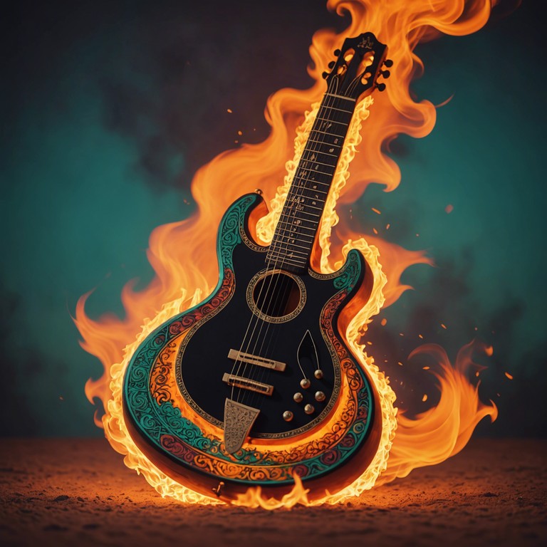 This track blends the passionate rhythms of classical indian music with the electric energy of rock, creating a vibrant, energizing soundscape. It features an exhilarating mix of sitar runs and rock guitar riffs, providing an auditory journey through cultural boundaries.