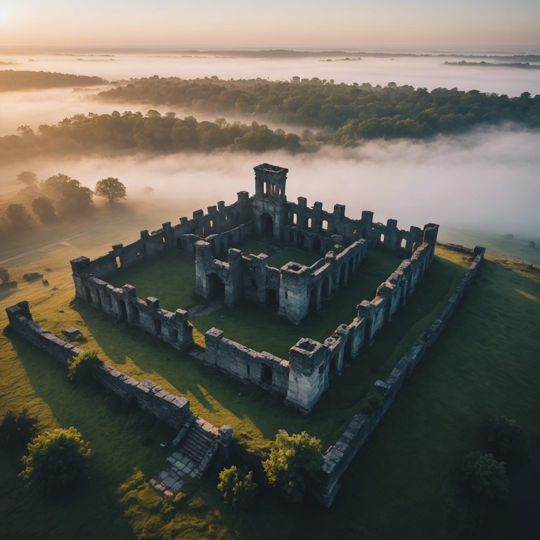 An instrumental piece that embodies the essence of exploring ancient, forgotten temples shrouded in mystery. The music paints a landscape of deserted, timeworn stone structures enveloped by early morning mist, with echoes that resonate off the crumbling walls, creating a sense of haunting loneliness and timeless intrigue.