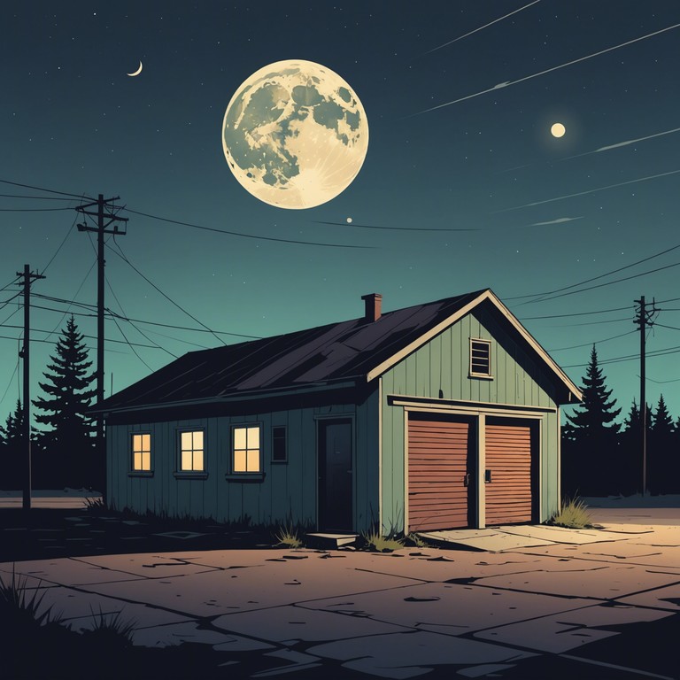 Imagine a nocturnal setting where every subtle sound amplifies the tension around the streets bordering an old garage. The music echoes the whispers of the night, creating a backdrop that’s both haunting and intriguing.