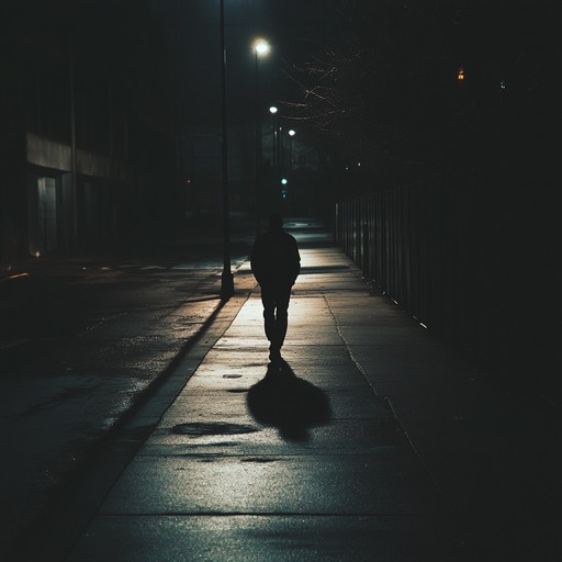 An intriguing instrumental track featuring rhythmic stomping sounds and percussive elements that evoke the atmosphere of walking through empty city streets at night. The composition blends organic foot stomps with ambient urban noises, creating a haunting, mysterious soundscape.