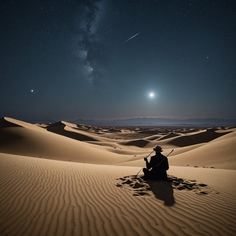 In the heart of the vast desert, under a canopy of stars, the oud sings of lost cities and forgotten paths, wrapping listeners in a soundscape of profound mystery and deep peace.