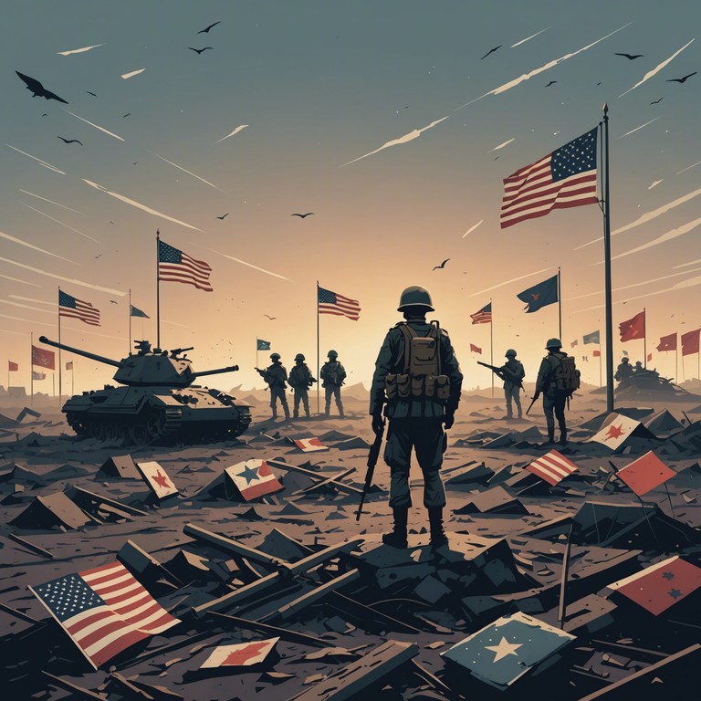 This instrumental track embodies the valor and somber reality of the battlefield, combining deep brass signatures with methodical drum patterns to evoke a sense of dignity and mourning for fallen soldiers. The epic military theme is powerful yet saddening, leaving listeners with a profound sense of respect and loss.