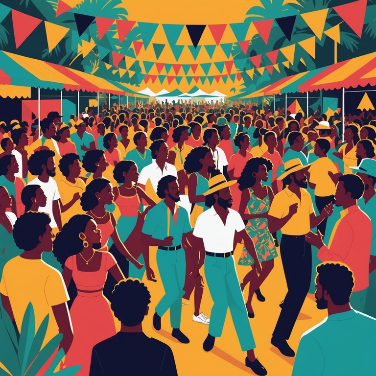 This high energy reggae track evokes the lively spirit of a caribbean carnival, merging traditional reggae rhythms with upbeat tempos that encourage dancing and celebration. Perfect for lively gatherings and festive occasions, the song amplifies the essence of joy and communal fun.