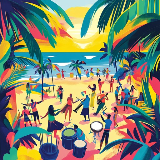 A cheerful world music piece brimming with lively rhythms and melodies from various cultures, capturing the essence of summer celebrations with a fusion of instruments like steel drums, marimbas, and guitars. It encourages dancing and unity, perfect for outdoor parties and festivals.