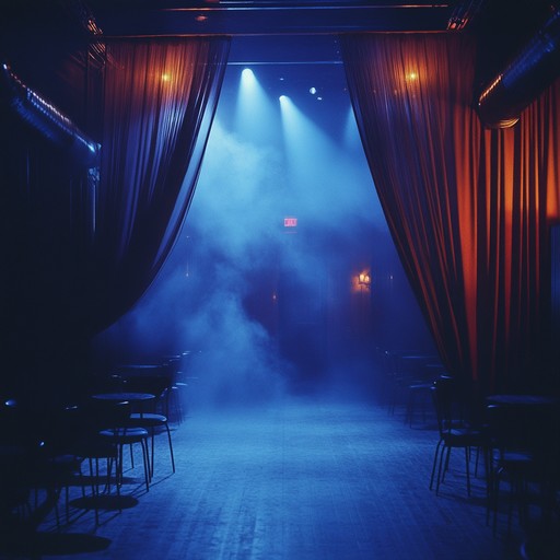 Experience the unnerving ambiance of a ghostly nightclub where velvet curtains drape the darkened corners, and spectral melodies fill the air. Hints of vintage lounge music mix with unsettling, ethereal sounds to create a chilling yet captivating atmosphere