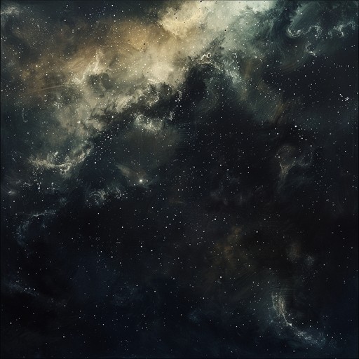 A dark, ambient journey through the cosmic voids with haunting synthesizer melodies and eerie echoes. The music builds slowly, creating an unsettling, otherworldly atmosphere that evokes images of desolate planets and mysterious galaxies.